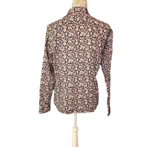 Chaps no iron purple floral long sleeve button down women’s shirt size large. - Picture 3 of 10